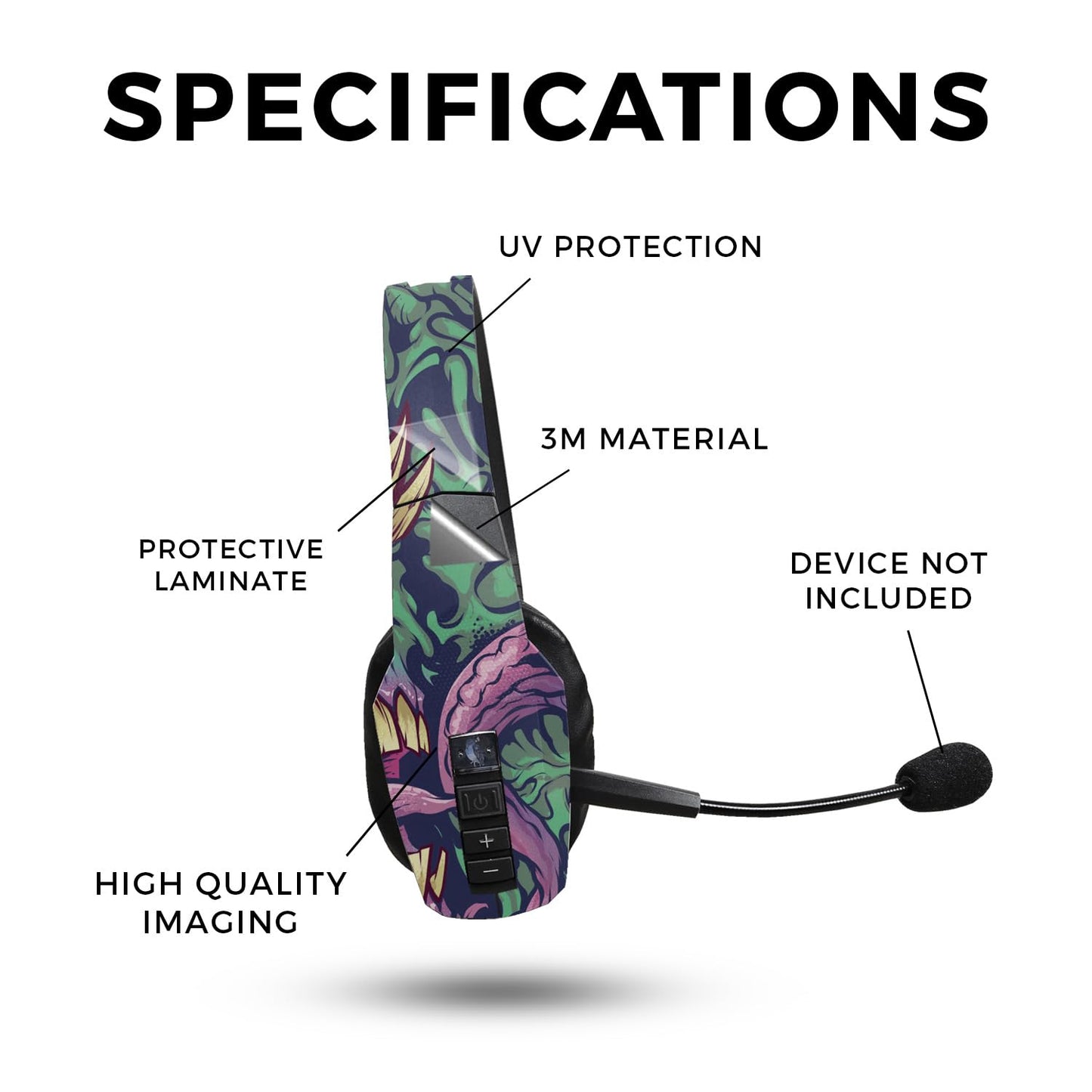 Skin Compatible with BlueParrott B450-XT Bluetooth Headset - Eyes and Teeth - Premium 3M Vinyl Protective Wrap Decal Cover - Easy to Apply | Crafted