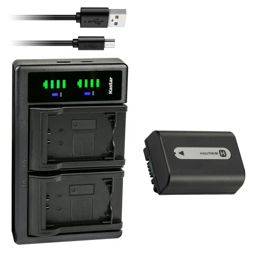 Kastar 1-Pack NP-FH50 Battery and LTD2 USB Charger Replacement for Sony HDR-XR100, HDR-XR105, HDR-XR106, HDR-XR200, HDR-XR500, HDR-XR520, SLT-A35