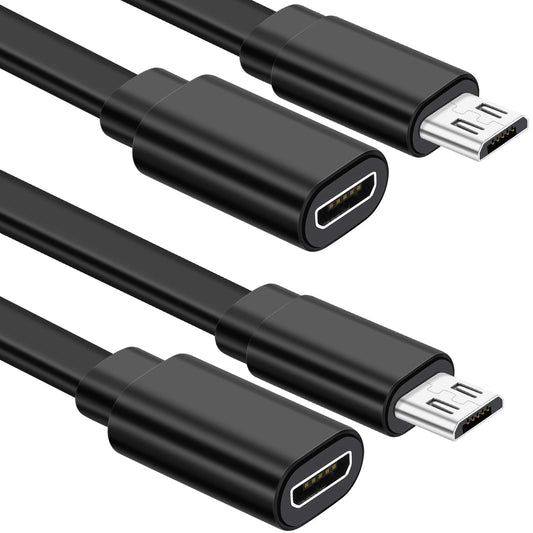 Sumind 2 Pack Micro USB Extension Cable 10 ft/ 3 Meters Male to Female Extender Cord Compatible with Wireless Security Camera Flat Power Cable, Cable