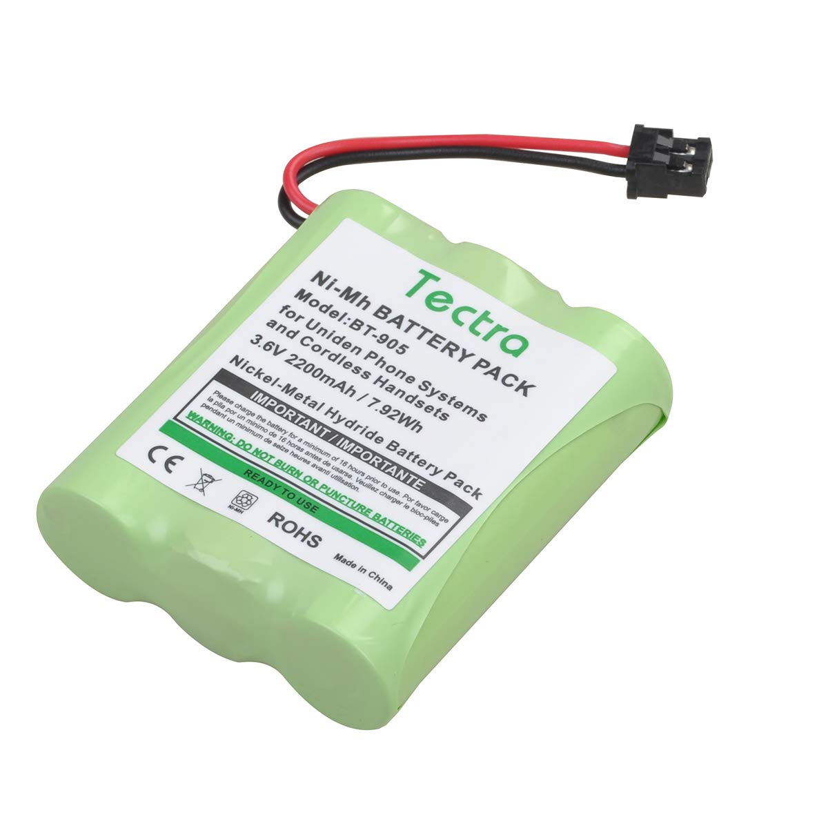 Tectra 2-Pack BT-905 Cordless Phone Battery for Uniden BT905 BT-800 BT-1006 BBTY-0444001 BBTY-0449001 Panasonic P-P501 P-P508 AT&T 200 24032 Cordless