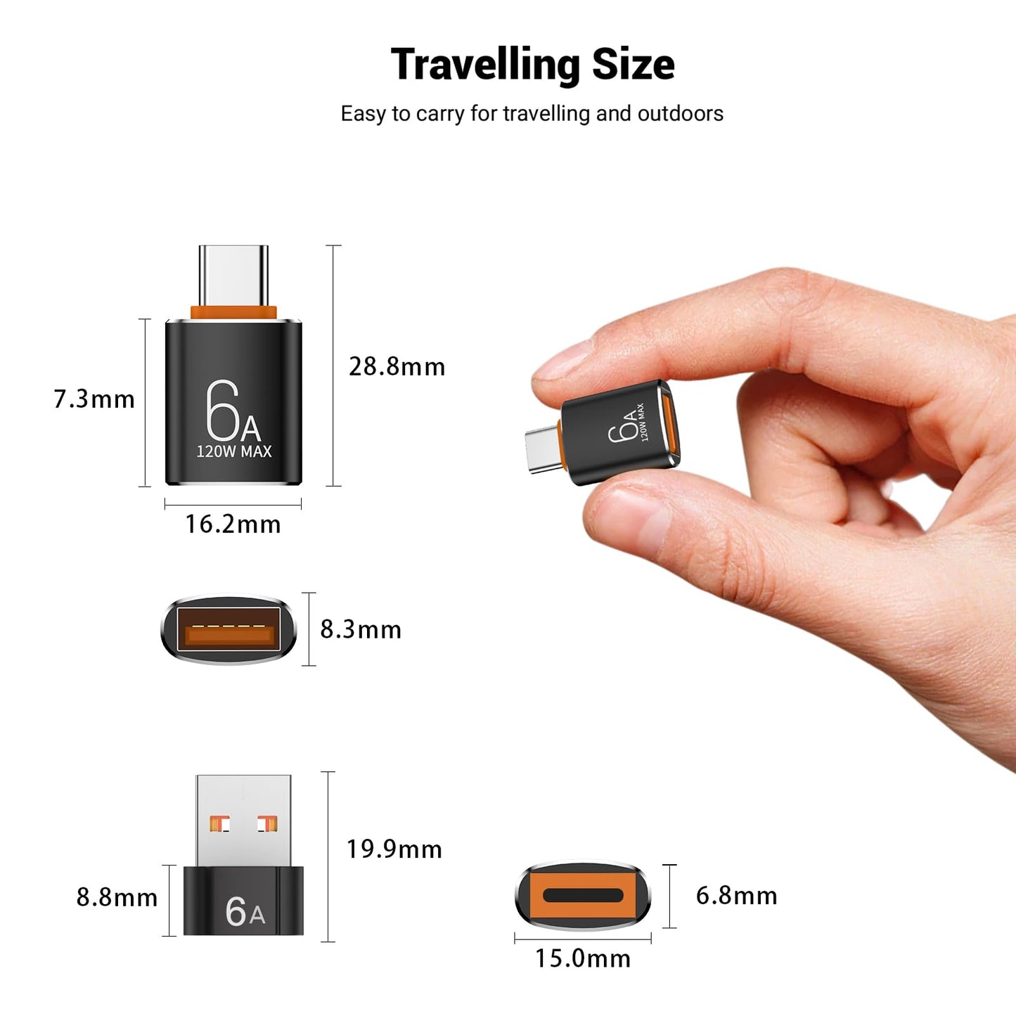 10-Pack 10Gbps/120W USB C to USB Adapter & C Male to 3.1 Female Charger,Compatible with MacBook Pro/Air, iPhone 16 15 Pro Max/15 Plus/14 13 12…