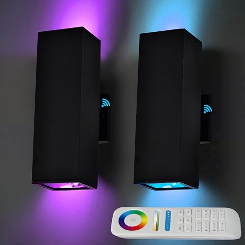 iYogaled Up and Down Lights Outdoor Wall Lights, RGB LED Dusk to Dawn Outdoor Lighting, IP56 Black Aluminum Anti Rust Waterproof Outdoor Light