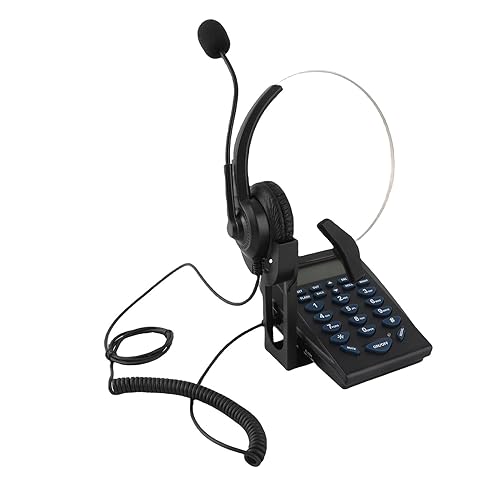 ASHATA Call Center Headset - Office Telephone Headset with Multi-Functional Dial Pad, DTMF Caller ID Display, Noise-Canceling, Ergonomic Design,