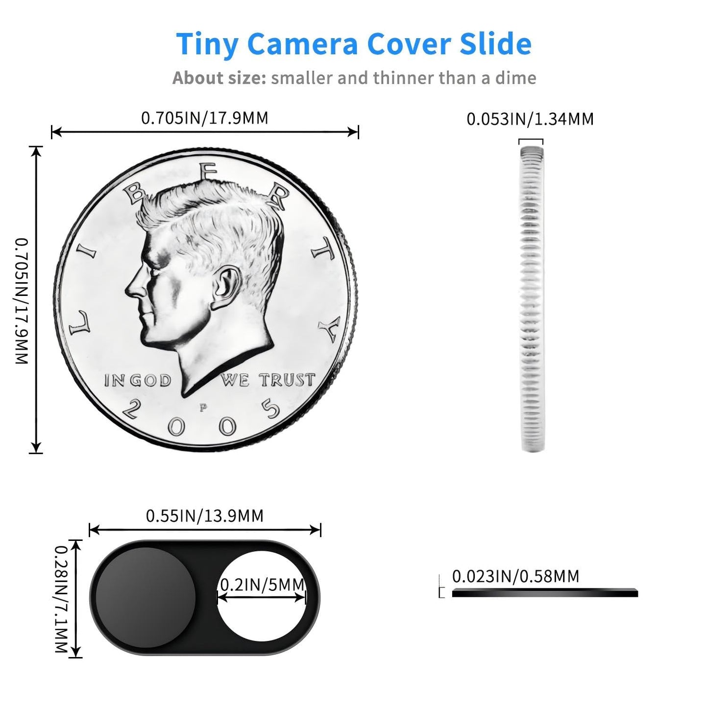 JiSiTeCai Metal Webcam Cover Slide[4 Pack Black], 0.022in Camera Cover for Laptop Computer, MacBook Pro/Air iMac iPad Tablet iPhone 8/7/6 Plus, Web