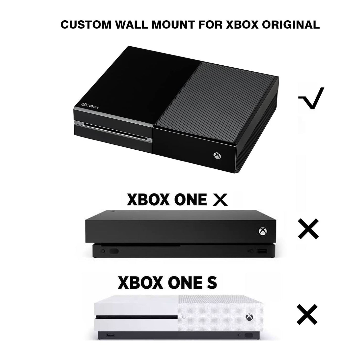 Monzlteck wall Mount for Xbox One Original | Includes Console and Power Supply Mount | Space-Saving Design | Heavy-Duty Metal Construction,Steel Wall