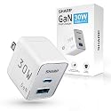 Sharp USB C Charger - 30W, Dual Port (USB A+C) Compact Foldable GaN Fast Charge for iPhone 15/15 Pro/15 Pro Max/14/13/12, Pad Pro/AirPods and More