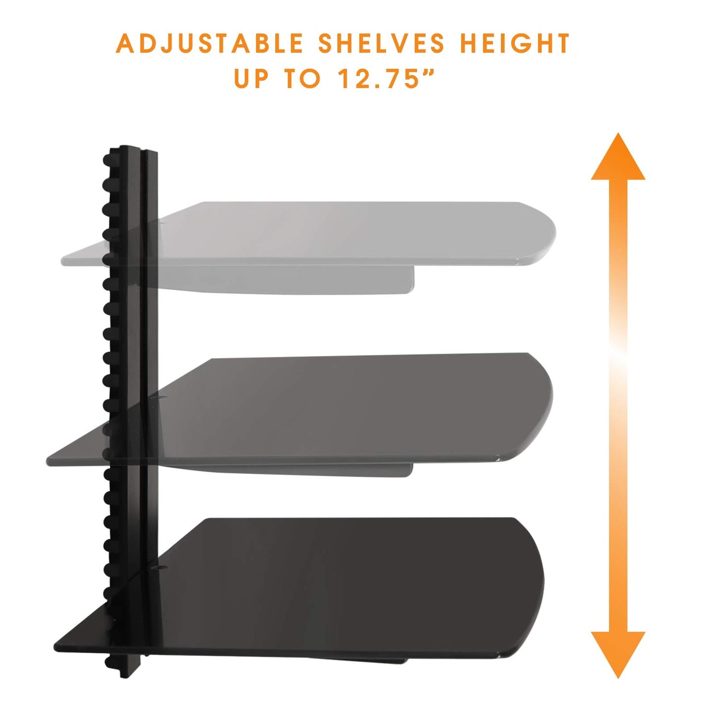 MegaMounts DVD302 Tempered Glass Double Shelf Wall Mount