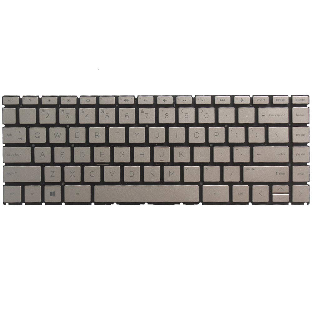 New Laptop Replacement Keyboard Fit HP Pavilion 14-CE 14-CE0064ST 14-CE0068ST 14-CE0008CA US Layout (Golden No Backlight)