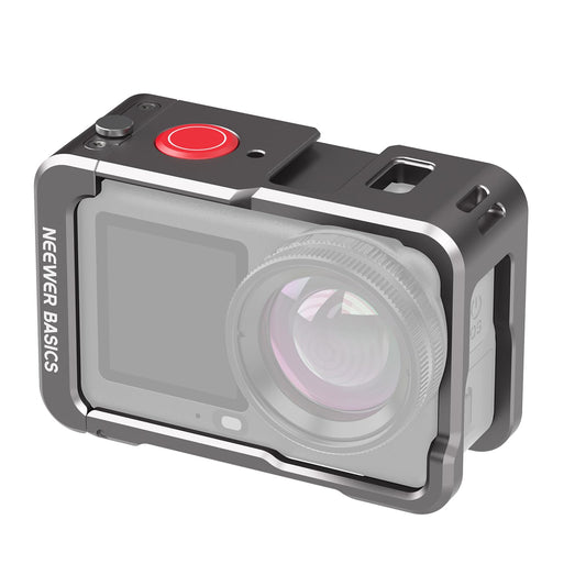 NEEWER Basics Action Camera Cage Compatible with DJI Osmo Action 6 Accessories, Aluminum Alloy Protective Expansion Frame Case with 1/4" Screw Adapter