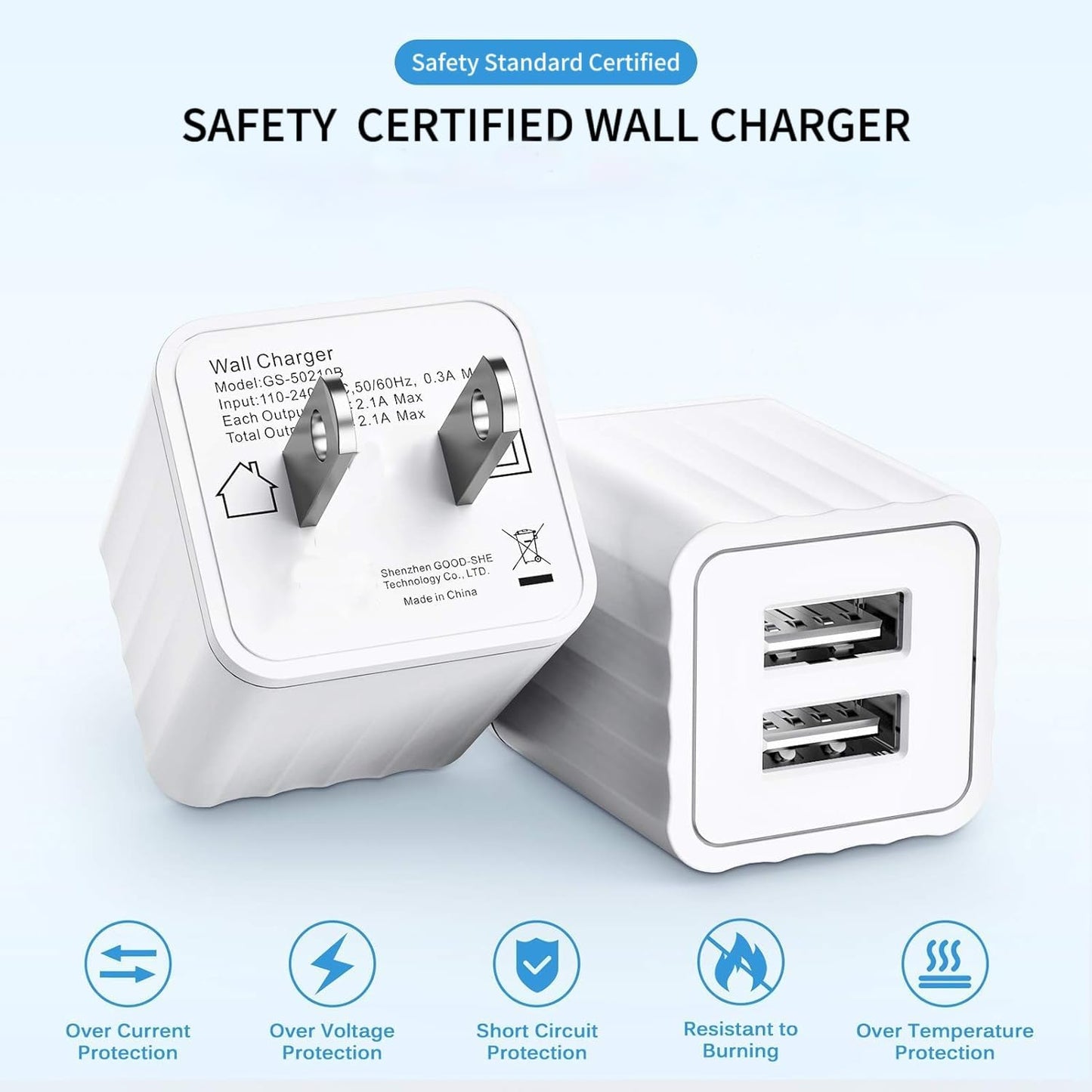 iPhone Charger,[Apple MFi Certified] Fast iPhone Charger 2PACK 6FT Lightning Cable Cord Fast Charging Dual 2 Port Plug USB Wall Charger Compatible