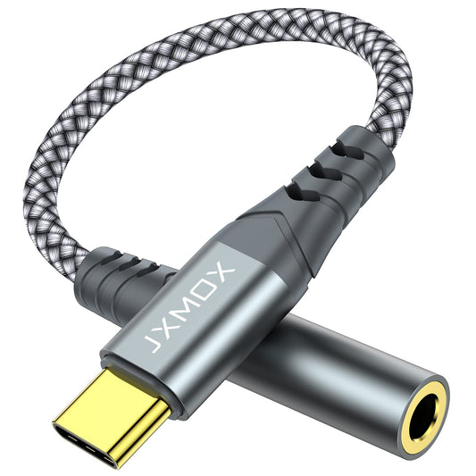 JXMOX USB Type C to 3.5mm Female Headphone Jack Adapter, USB C to Aux Audio Dongle Cable Cord Compatible with iPhone 17 Air 16 15 Pro Max, Samsung