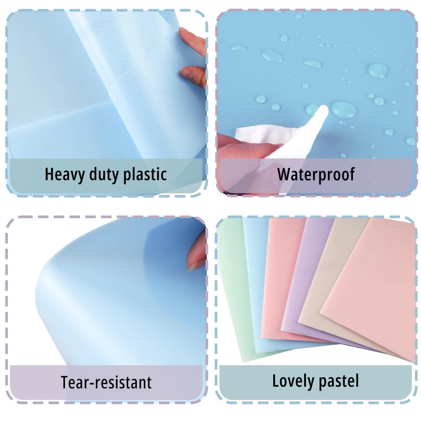 6 Pack Colored File Folders with Pockets, Pastel Pocket Folders, Plastic