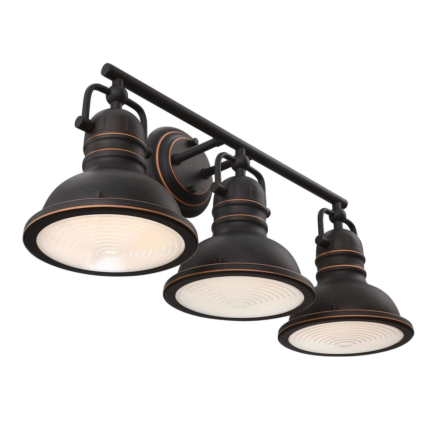 Westinghouse 6116200 Boswell Vintage-Style Three-Light Indoor Vanity Light Fixture, Oil Rubbed Bronze Finish with Highlights, Frosted Prismatic