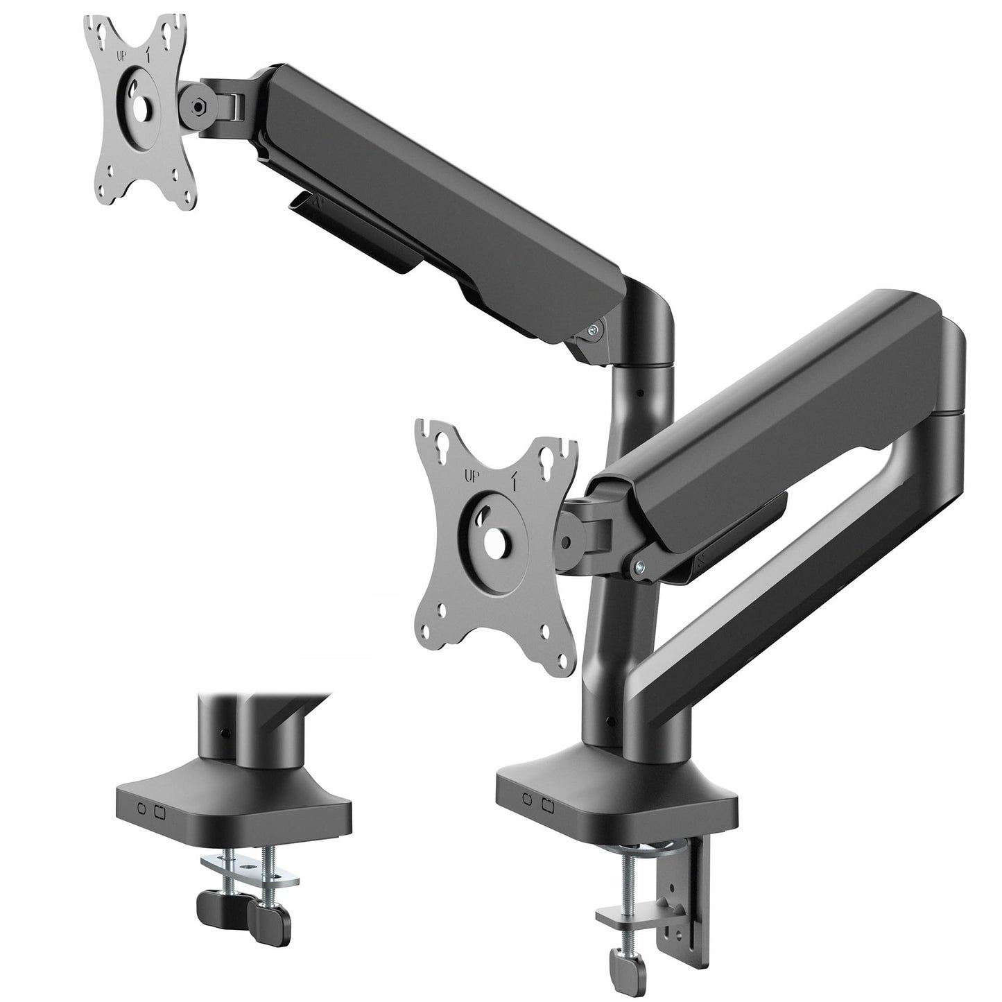 VIVO Dual Pneumatic Arm Ultra-Wide Monitor Mount for up to 35 inch Screens, Holds 26.4 lbs per Arm, Desk Mount Monitor Stand for 2 Ultrawides, Black