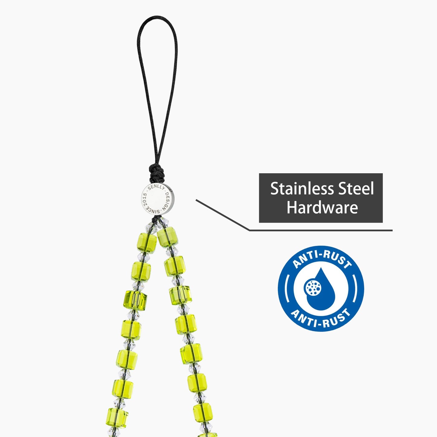 SENLLY Wristlet Phone Lanyard Charm, Selected K9 Crystal Wrist Strap, Use Stainless Steel Hardware, Jewel Gift for Women