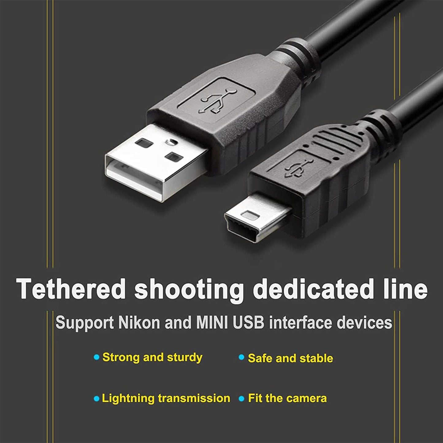 UC-E4 USB Cable, Compatible with Nikon D610 D2 D3 D3X D100 D90 D80 D70S D70 D60 D50 D40 D40X D200 D300 D3000 D3100S D3100 D700 D7000 Digital SLR