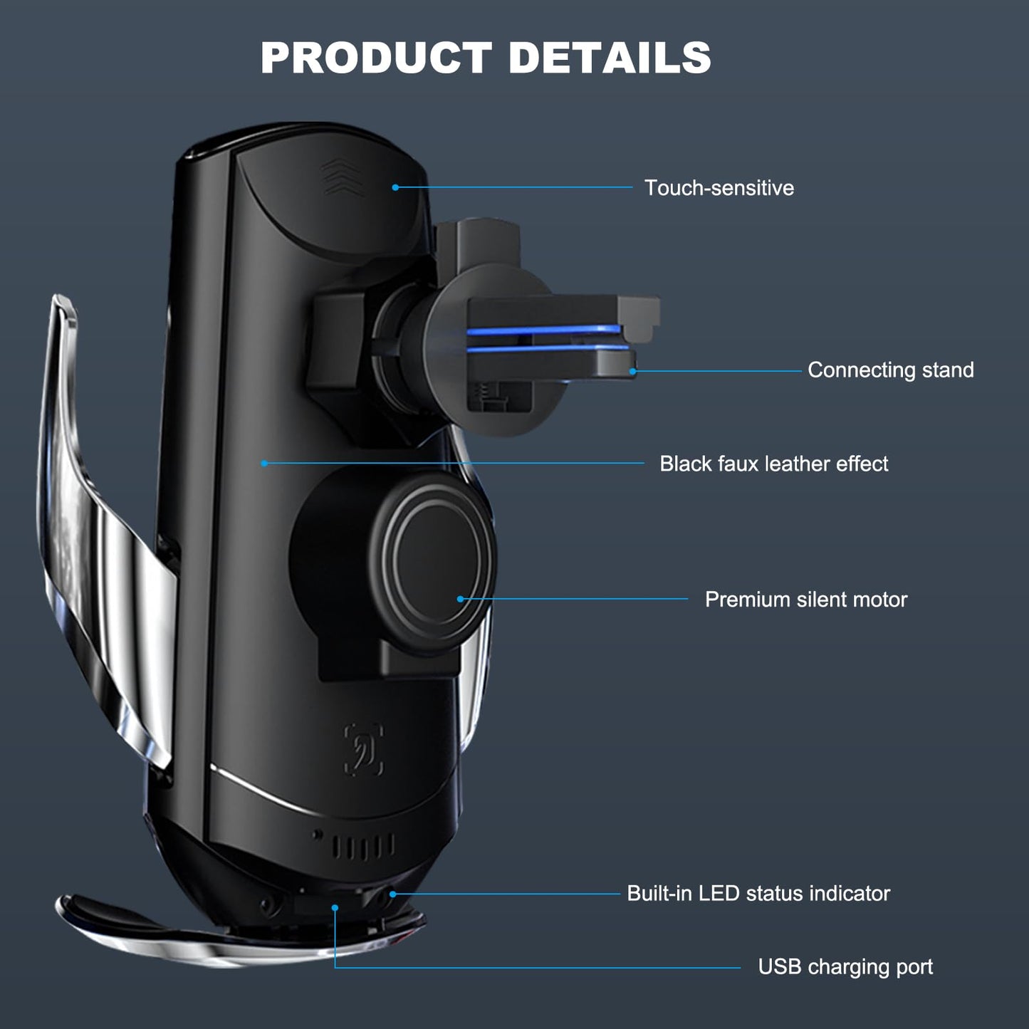 Rdxcv Wireless Car Charger, 15W Fast Charging Mount Electric Induction Car Phone Holder, Universal Auto-Clamping Magnetic Charger Air Vent Mount