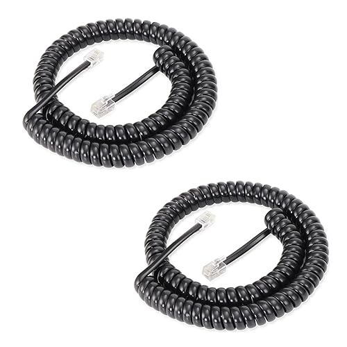 Lativu Phone Cord for Landline, 2 Pack Telephone Cord, 4.5 Ft Uncoiled(0.72 Ft Coiled), Telephone Cords for Landline Phones RJ9 4P4C, Phone Cable