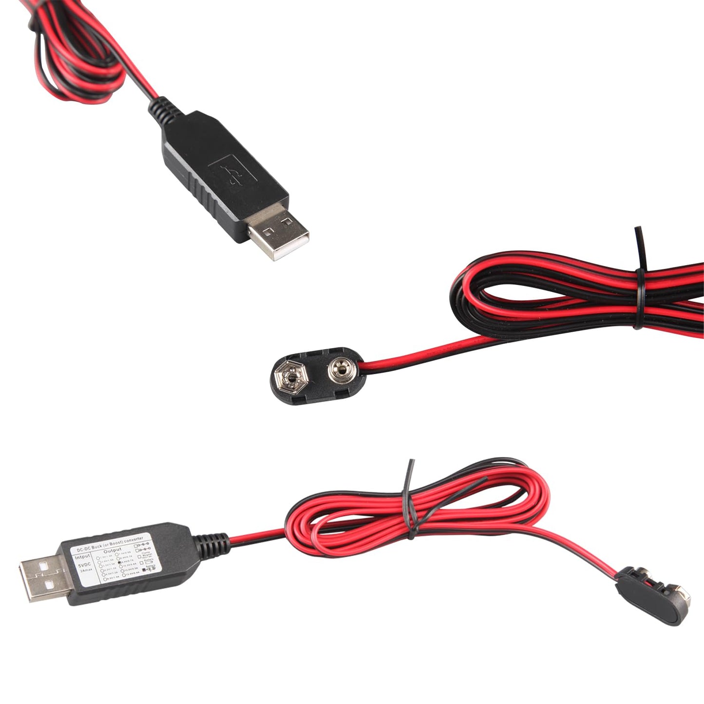 USB to 9V Battery Connector Eliminator Replace 6F22 6LR61 Power Converter Kit Connect Cable 78IN 200CM Multi for Multimeter,LED Light,Electronic…