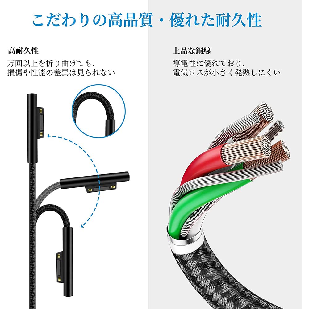 Gomass Surface Connect to USB-C Charging Cable PD 15V/3A Compatible for Microsoft Surface Pro 3/4/5/6/7, Surface Laptop 3/2/1,Surface Go, Surface