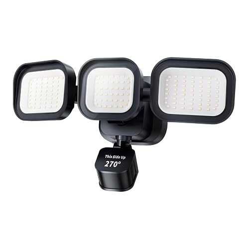 Dawnrise 6500LM LED Security Light, 270°, 72FT Detected Range Motion Sensor Outdoor Light, Dusk to Dawn Outdoor Flood Lights with IP65 Waterproof