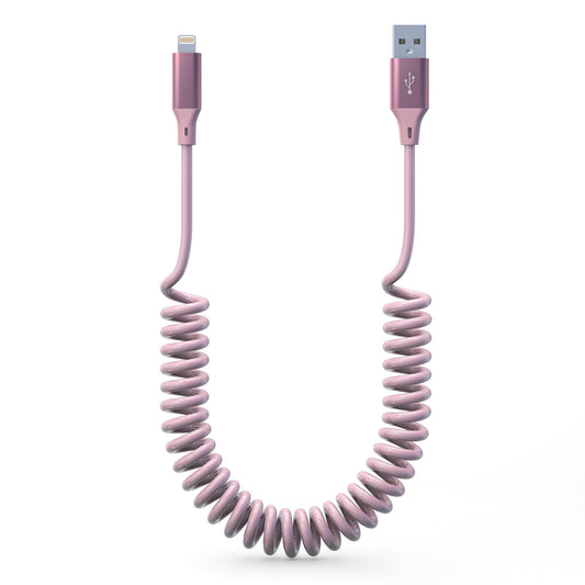 Coiled Lightning Cable Apple Carplay Cord [Apple MFi Certified] Short iPhone Car Charger Cable With Data Sync, Retractable Charger Cord…