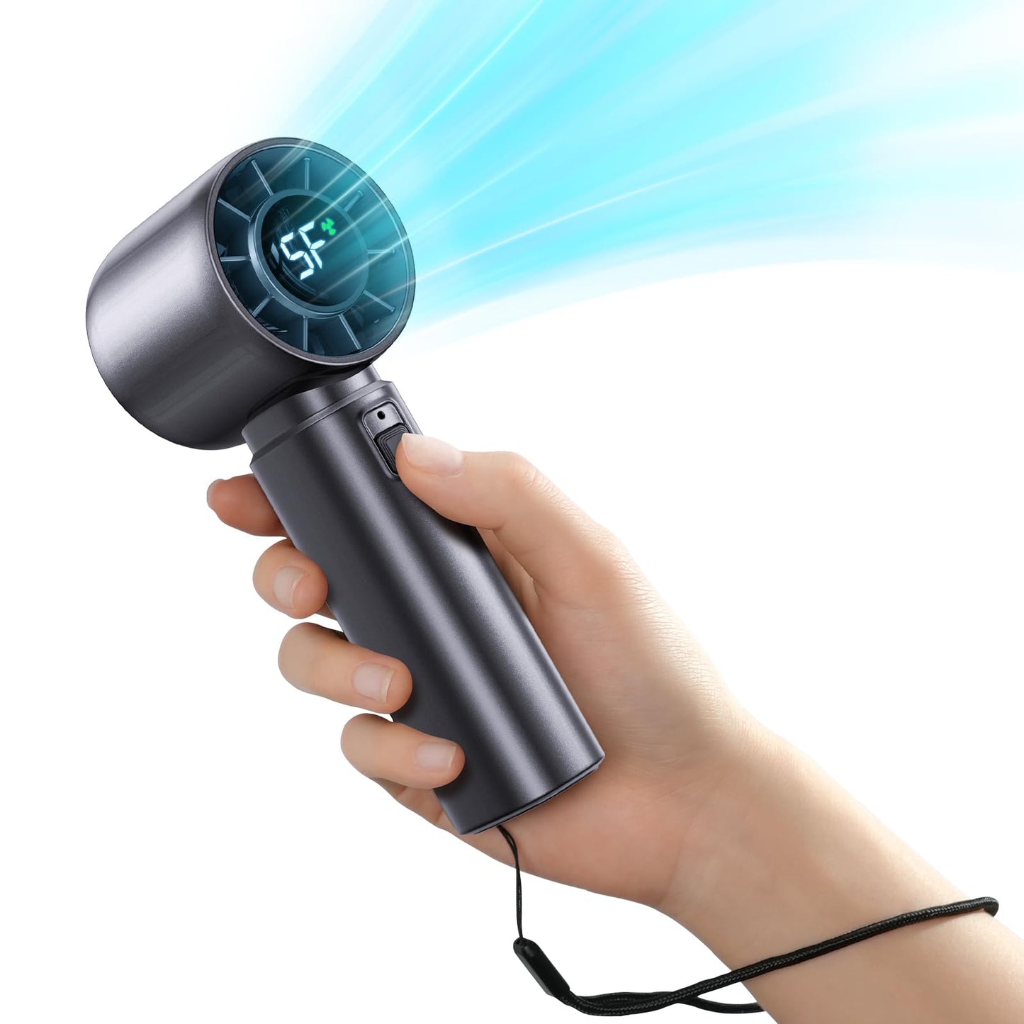 Eastfox Portable Handheld Turbo Fan, Personal Fan Battery 4000mAh Work for 3-16H, USB Rechargeable, 10800 High-Speed Motor, 5-Speeds Mini Hand held