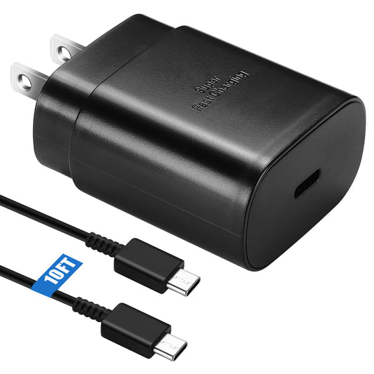 S26 S25 S24 S23 S22 Fast Charger for Samsung Phone,25W USB C Charger Android Chargers Type C Charger Fast Charging Block 10Ft USB C Cable Cord
