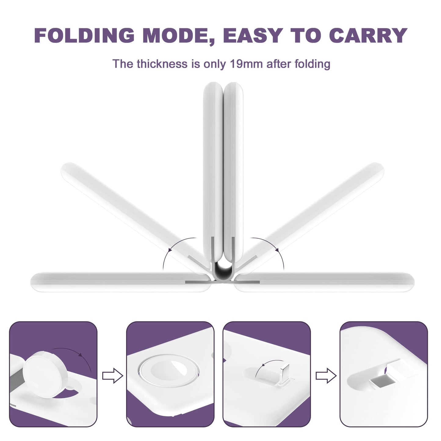 3 in 1 Wireless Charger, Foldable Magnetic Charging Station, Fast Travel Wireless Charging Pad for Multiple Apple Devices, Compatible with iPhone
