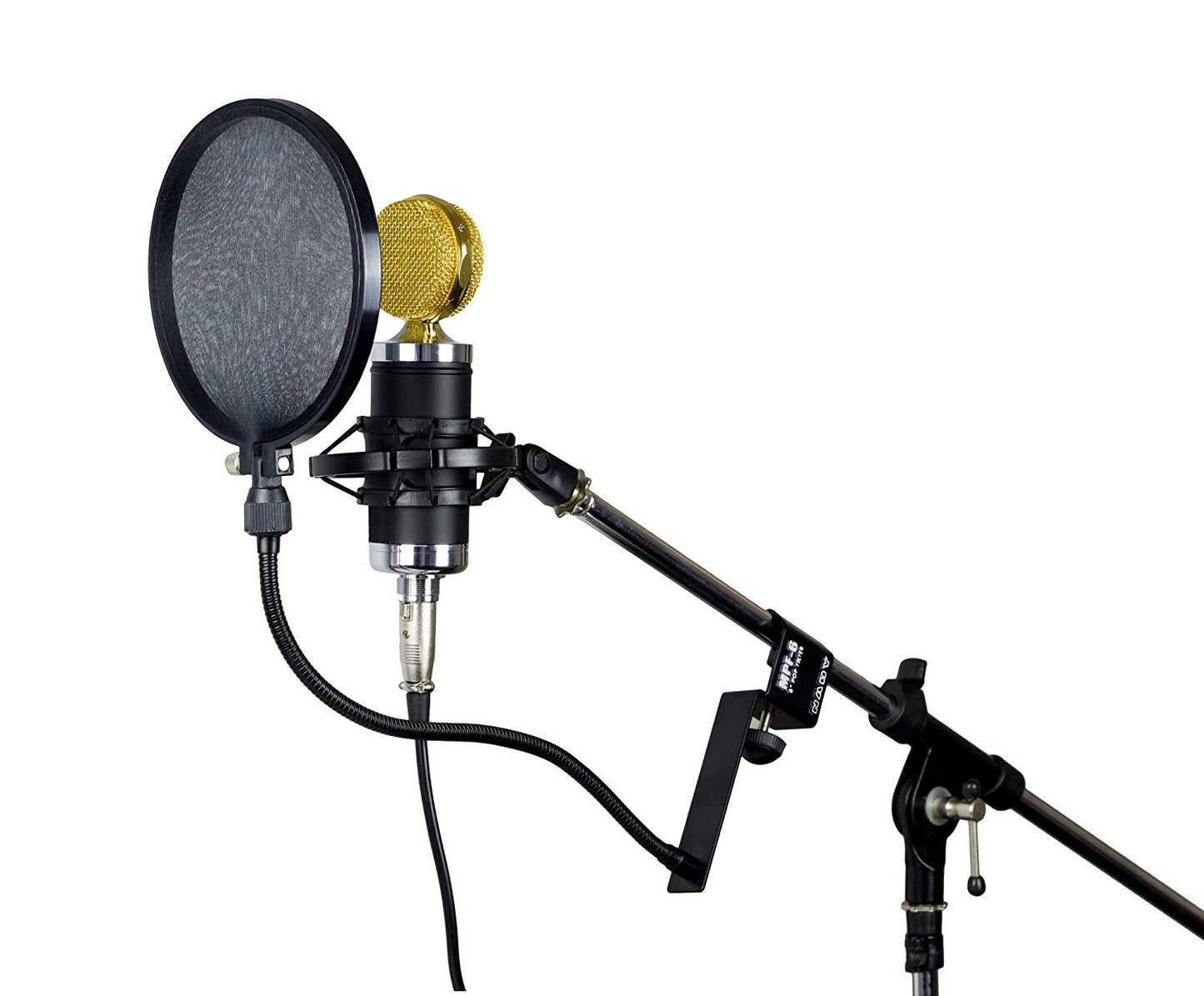 Nady 6-Inch Clamp On Microphone Pop Filter Wind Screen with Flexible Gooseneck and Metal Stabilizing Arm (SPF-1)