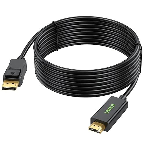 UVOOI DisplayPort to HDMI Cable 15 feet 4K, Display Port (DP) to HDMI Male to Male Adapter Cable 4K@30Hz, 2K@60Hz, 1080P Full HD for Projector