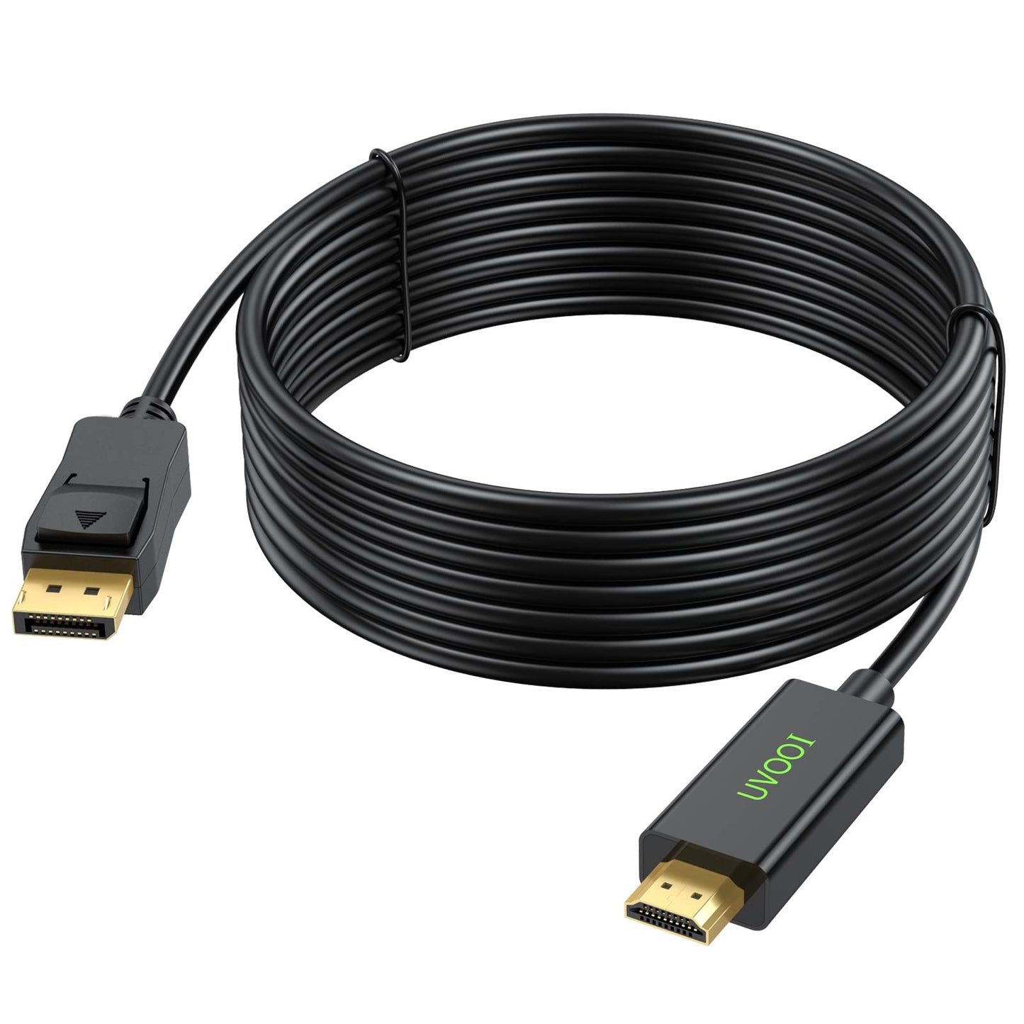 UVOOI DisplayPort to HDMI Cable 15 feet 4K, Display Port (DP) to HDMI Male to Male Adapter Cable 4K@30Hz, 2K@60Hz, 1080P Full HD for Projector