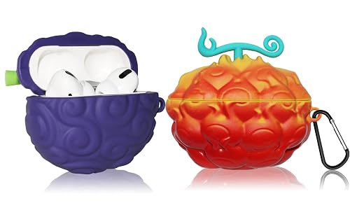 [2Pack] Fruit Cover for AirPods Pro Case Cute 2019,3D Cartoon Silicone Protective Accessories Set Kit for Devil Fruit for AirPods Pro 1st Generation