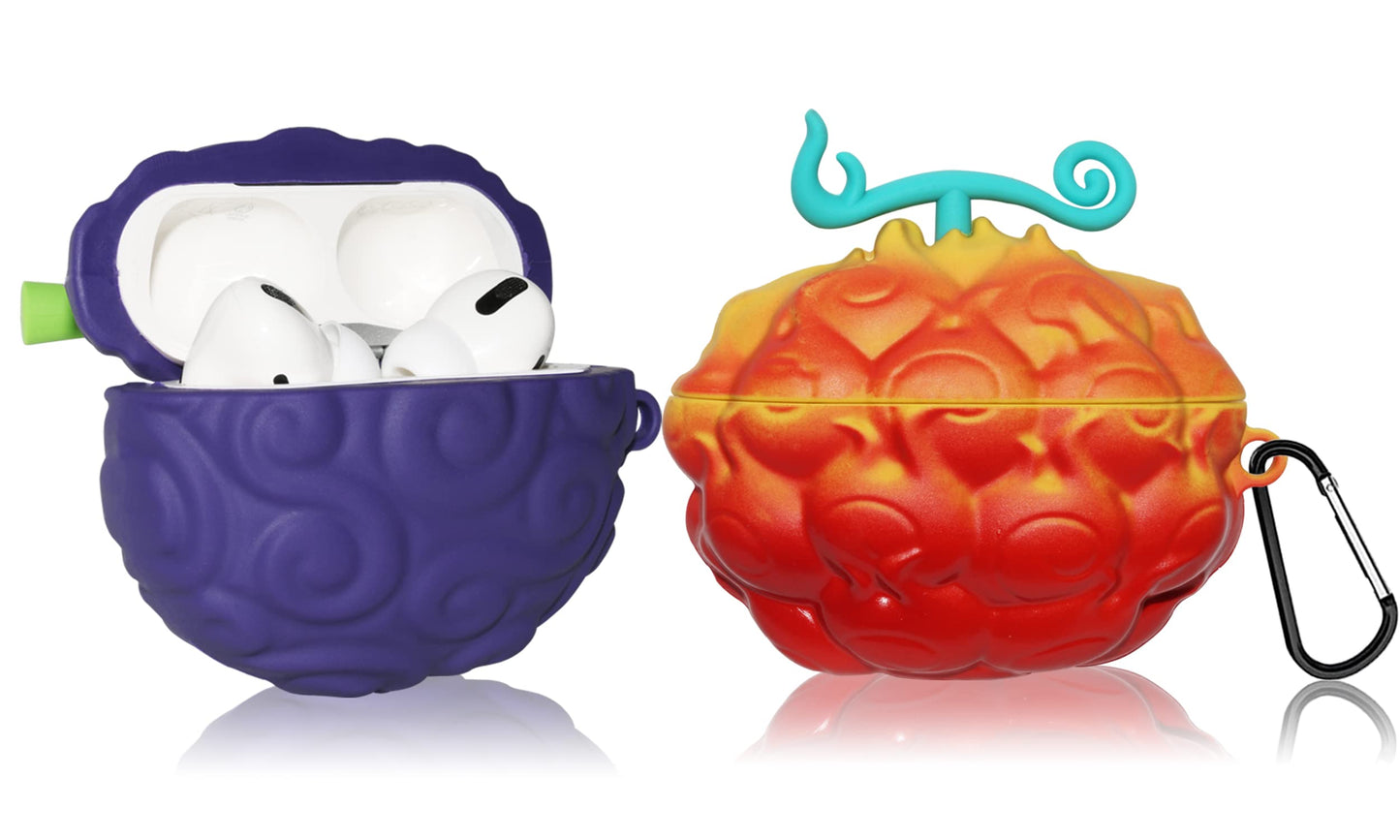 [2Pack] Fruit Cover for AirPods Pro Case Cute 2019,3D Cartoon Silicone Protective Accessories Set Kit for Devil Fruit for AirPods Pro 1st Generation