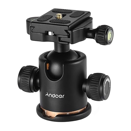 Andoer Tripod Ball Head, 360 Degree Rotating Panoramic Ball Head with Quick Release Plate 1/4 to 3/8 Screw Adapter Max 8kg/17.64lbs for Tripod Monopod