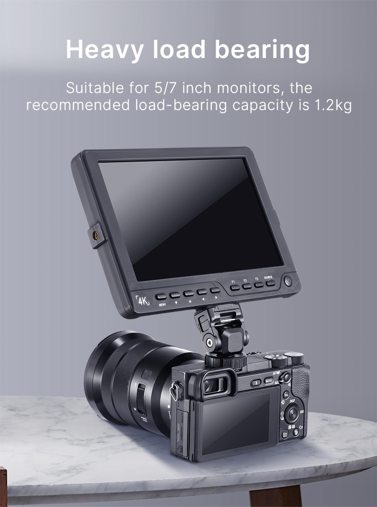 HAFOKO Adjustable Angle Monitor Mount with Quick Release 1/4" Screw Compatible for Universal 5"/7" Camera Monitor?Loading Capacity 1.2kg