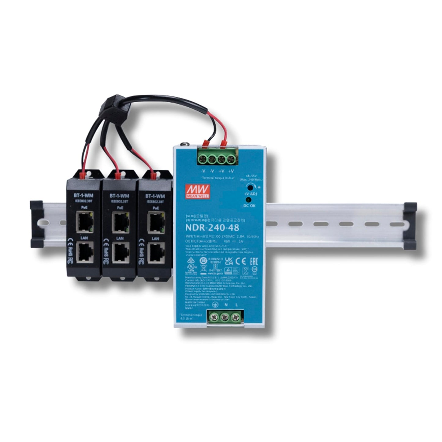 PoE Texas 3-Port 2.5 Gigabit PoE++ Injector with 90W Per Port, Up to 328 Ft - 10/100/1000/2500Mbps Wall Mount or DIN Rail Mount 802.3af/at/bt PoE