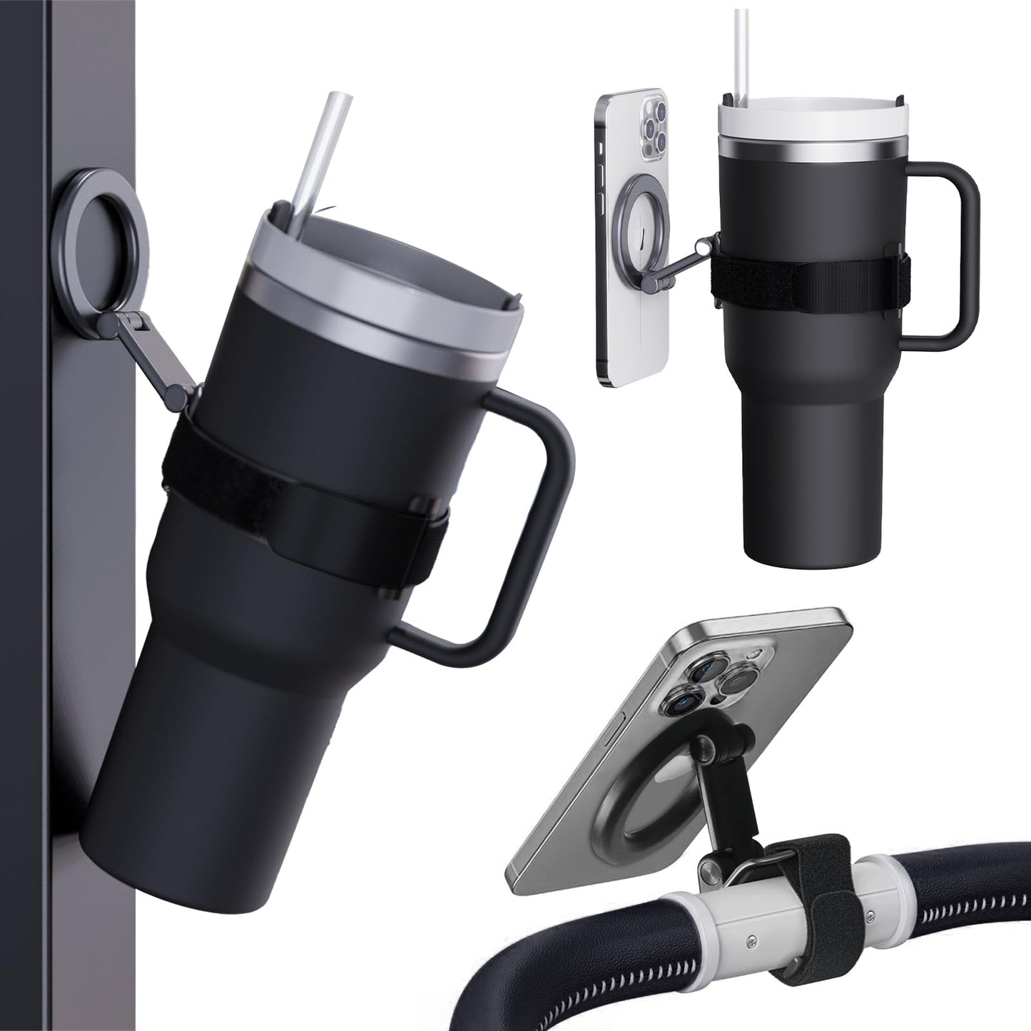 Magnetic Phone Holder for Stanley Cup,Adjustable Water Bottle for Gym,Phone Stand Fit for iPhone with Magsafe,Universal Holder Mount for Stanley Owala