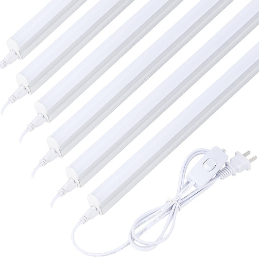 (6 Pack) LED T5 Integrated Single Fixture, 4FT 2400lm, 6500K Super Bright White, 22W Utility LED Shop Light, Ceiling and Under Cabinet Light,Tube