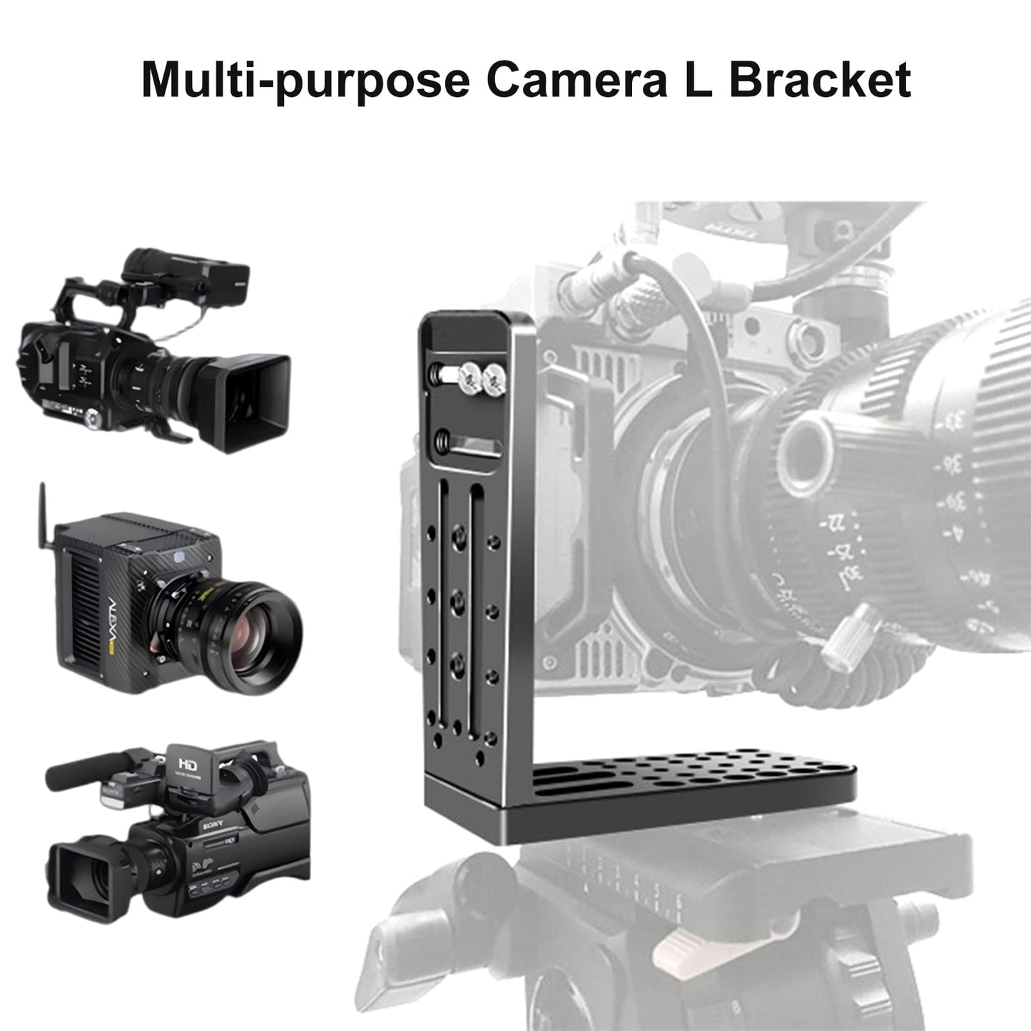DINESK Camera L Bracket ,Universal Vertical Camera Mount Horizontal Switching Tripod Quick Release Plate Compatible with Canon Nikon Sony 4K Video