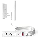addlon Flat Plug Power Strip with Ultra-Thin Wall Plate, 10 FT Flat Extension Cord with 3 Standard 15A Outlets & 2 USB Ports, Electrocution