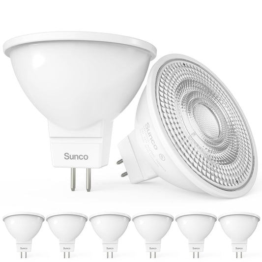 Sunco 6 Pack MR16 Two Pin LED Light Bulbs, 5W=50W, Dimmable