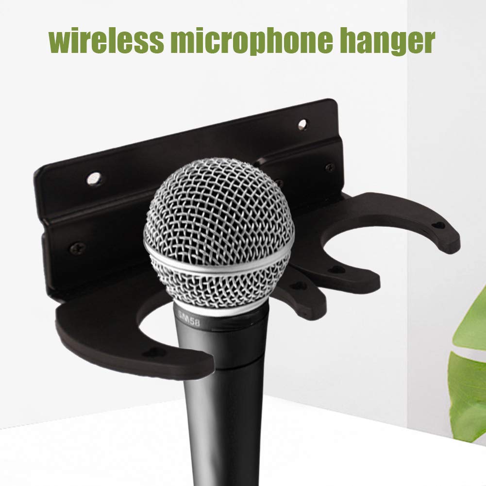 BNYTXV Microphone Stand, Microphone Wall Mount Stand Mic Clip Holder, Hold Up to 2 Micphones