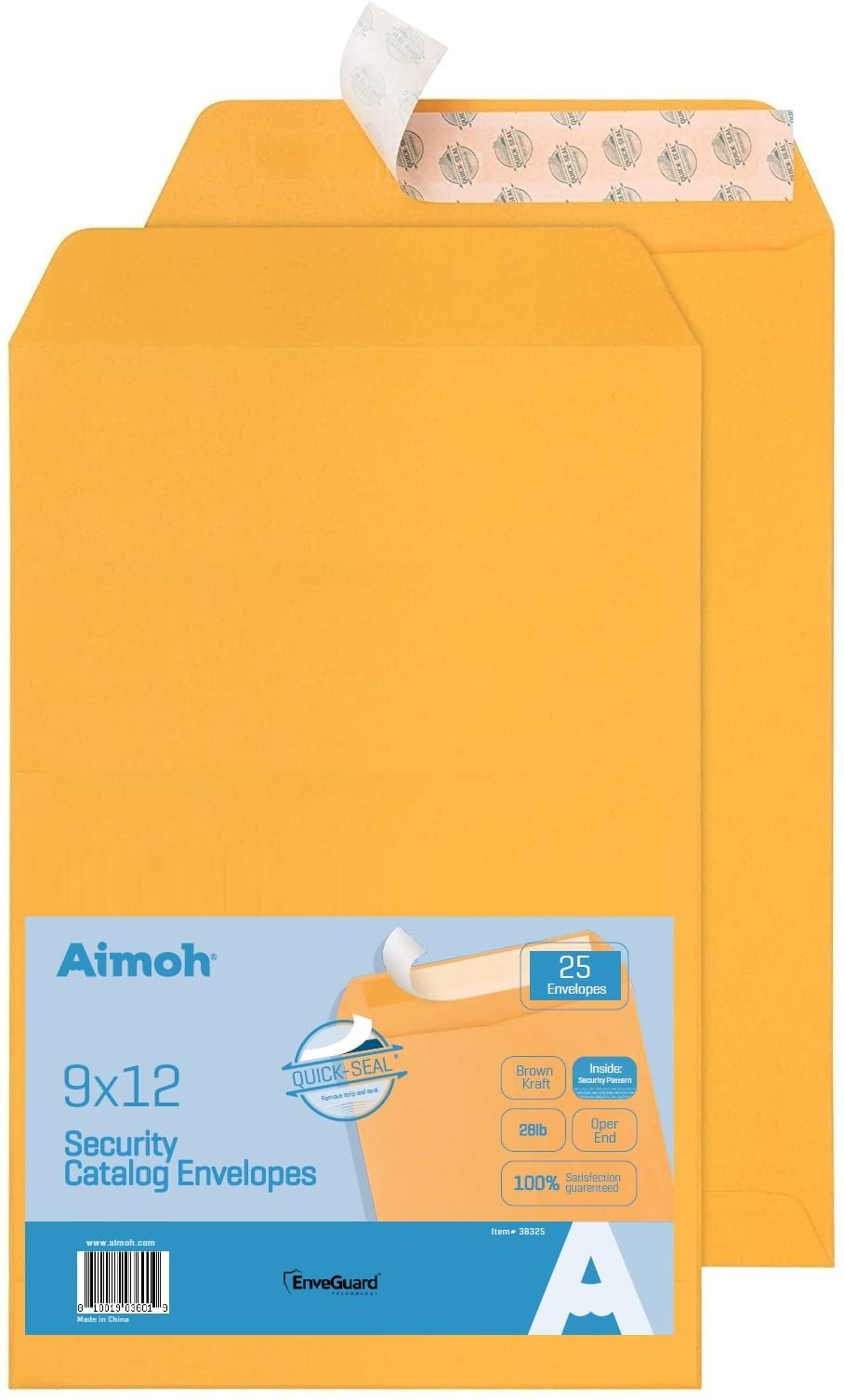 Aimoh 9 X 12 Self-Seal Brown Kraft Catalog Envelopes - 28lb - 9x12 inch (38315)(15 Count)