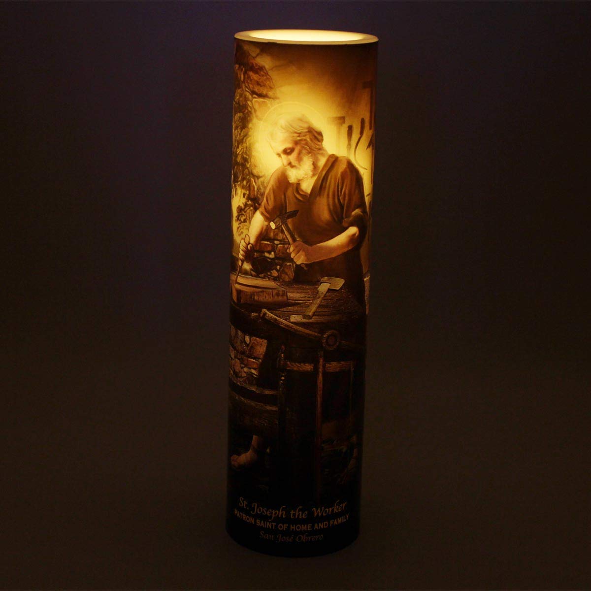 Saint Joseph The Worker, LED Flameless Devotion Prayer Candle, Religious Gift, 6 Hour Timer for More Hours of Enjoyment and Devotion! Dimensions