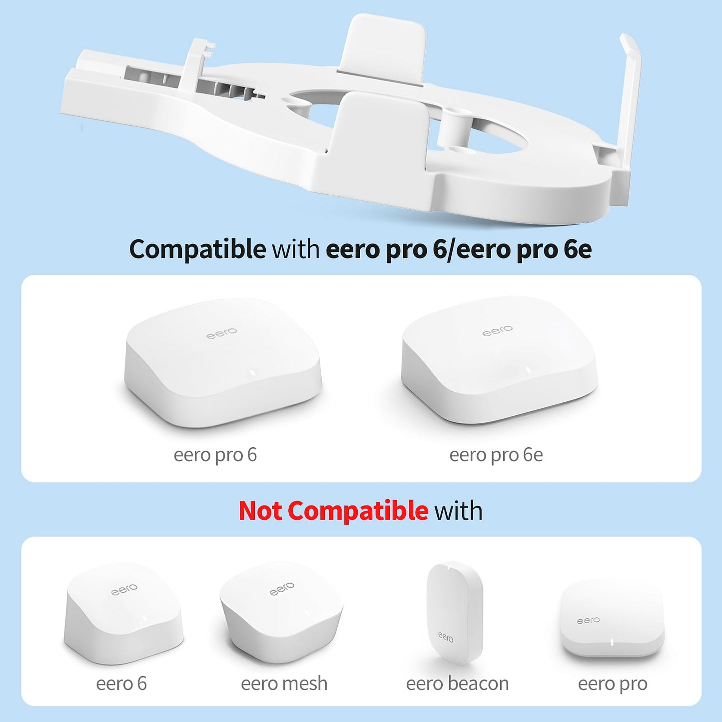 Relassy Wall Mount Holder for eero 6e/6, Outlet Stand Bracket Compatible with eero 6 Mesh Wi-Fi System Extender Router (1 Pack), No Messy Wires, Space