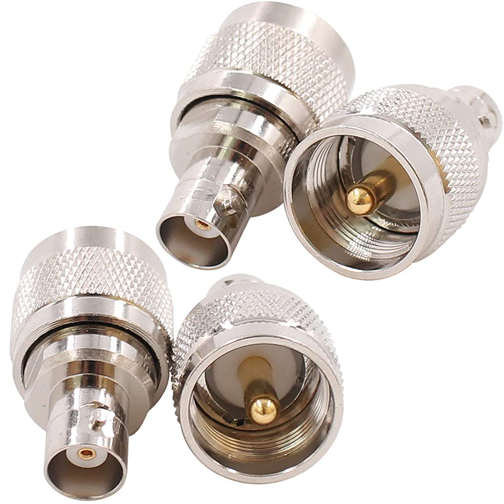 exgoofit BNC Female to SO239 Male Adapter 4pcs RF Coaxial Coax Connector PL-259 PL259 Cable