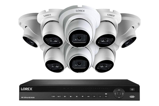 Lorex Technology NC4K3F-168WD 16 Channel 3TB 4K Ultra HD Nocturnal NVR System with Eight Smart IP Security Dome Cameras wReal-Time 30FPS and Listen-in