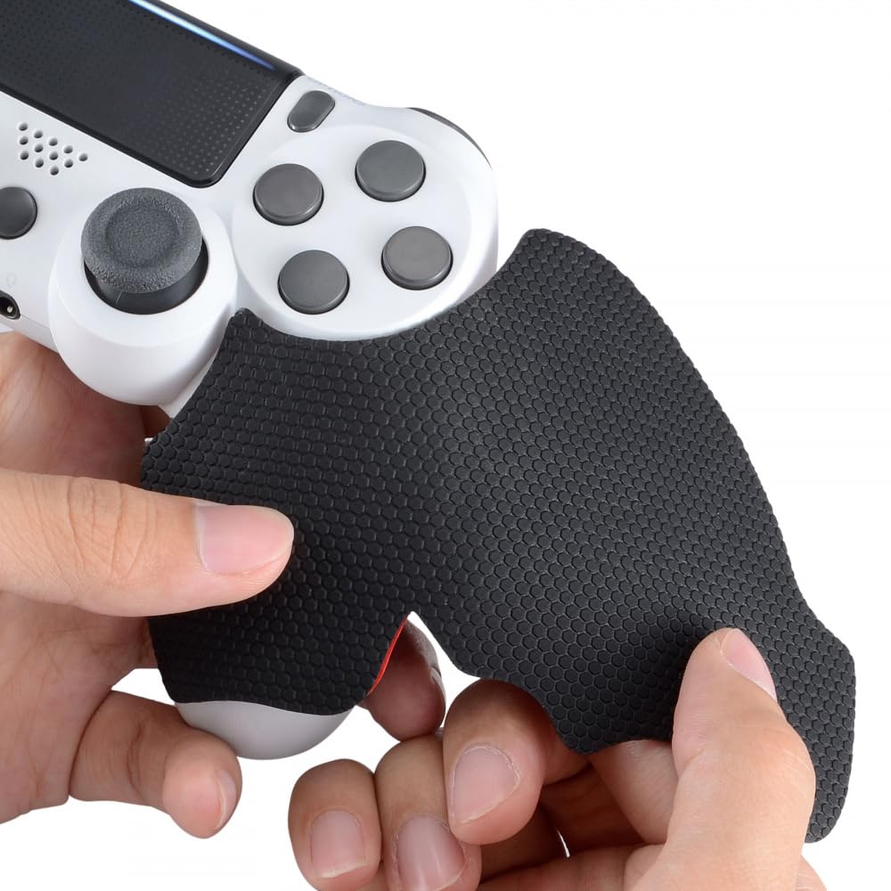 eXtremeRate Black Anti-Skid Sweat-Absorbent Controller Grips for ps4 Controller, Professional Textured Soft Rubber Handle Grips for ps4 Slim Pro