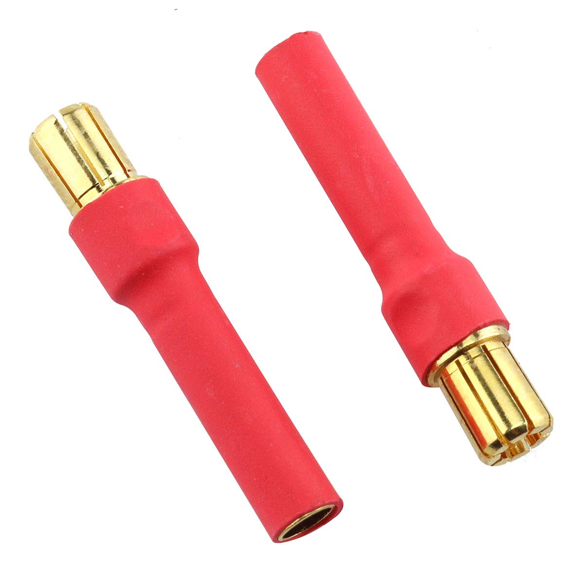 E-outstanding 4-Pack 4.0mm Female to 6.0mm Male Gold Plated Banana Bullet Connectors Plugs Conversion Adapter with Red Housing
